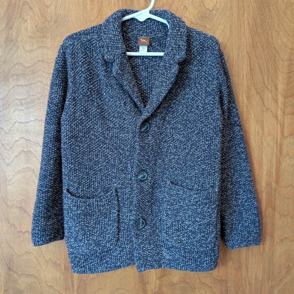 Tea Collection Cotton Knit Blazer In Blue Gray